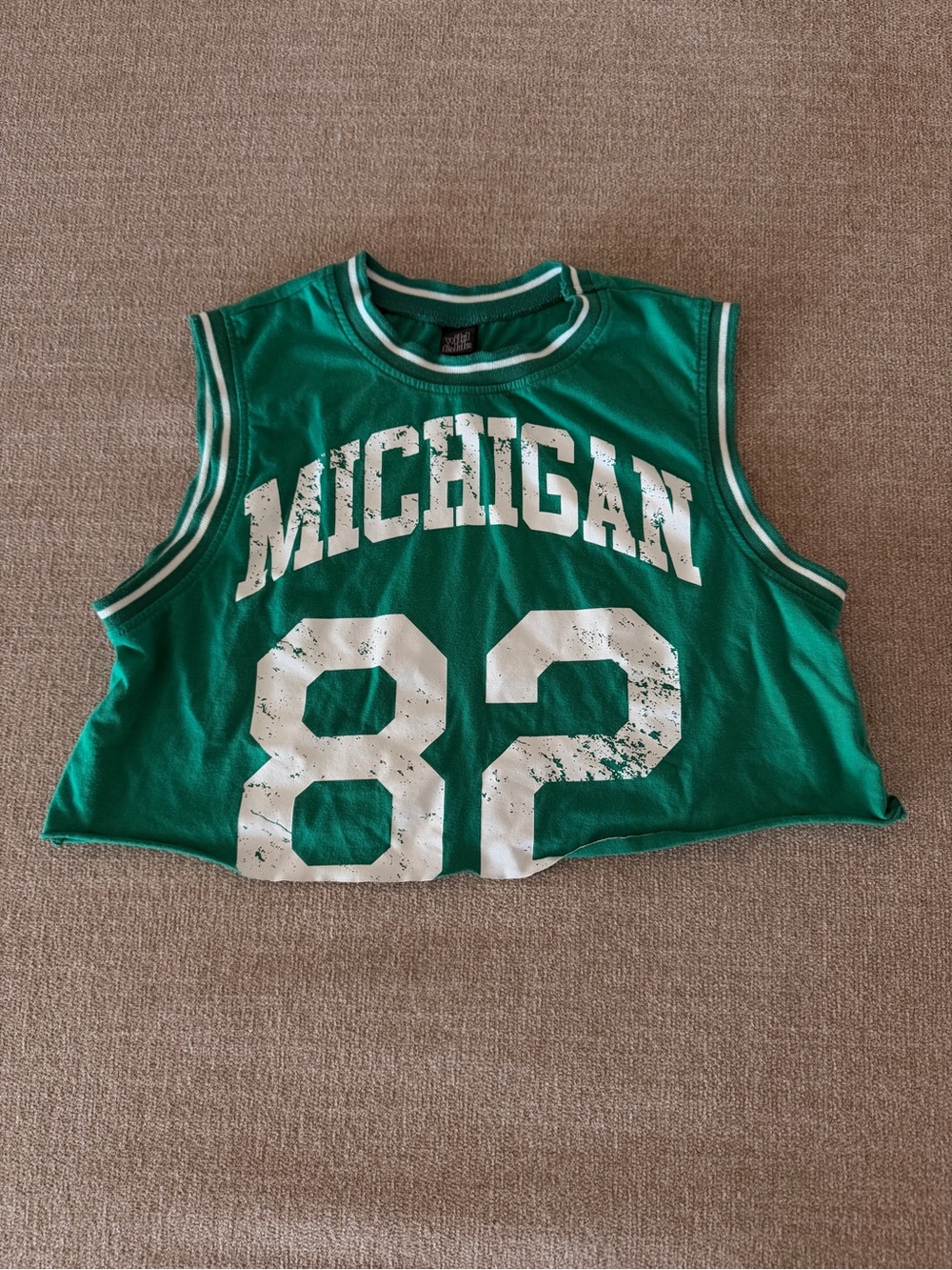 wild fable Green Cropped Athletic Tank with White Print